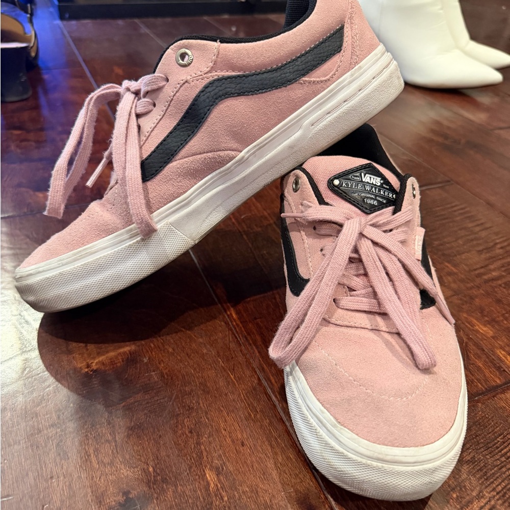 Vans Pink and Black Suede Low-Top Sneakers